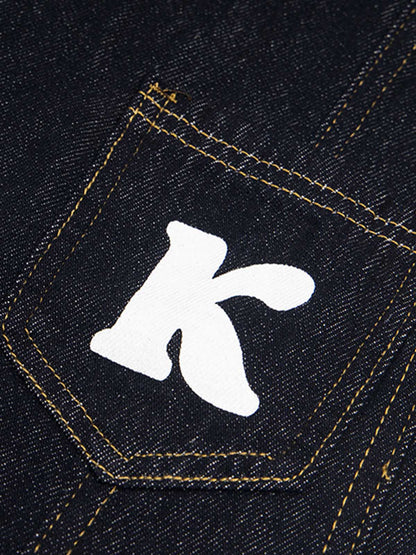 Fun Letter Pocket Barrel Jeans 