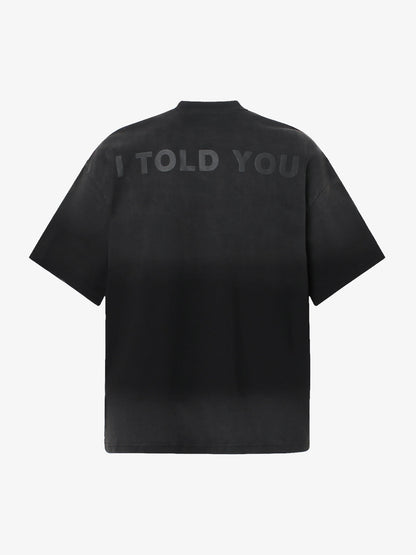 Distressed Gradient Lettering Print T-shirt 