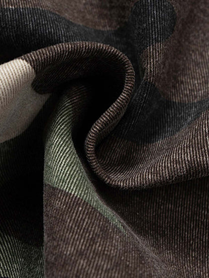 Retro Camouflage Whisker Raw Edge Cropped Shorts 