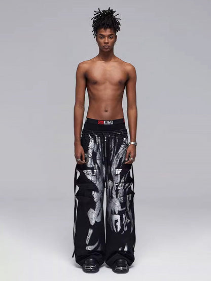 Deconstructed Brushed Silver Ribbon Drawstring Pant - 2177 