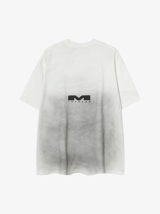 Heavy Washed Distressed Dirty Print Letter T-shirt 