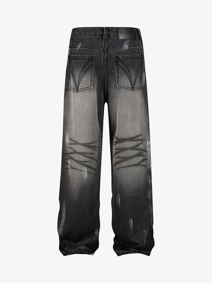 Thesupermade High Street Hip Hop Distressed Washed Jeans 