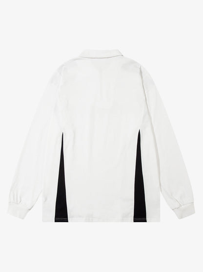 Thesupermade Star Color-Blocking Long Sleeve Quarter Zipper Shirt 