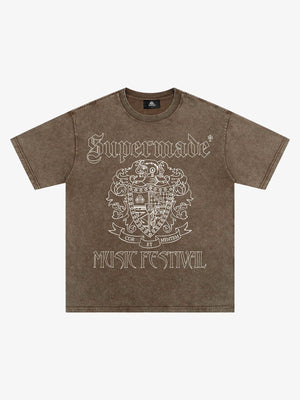 Original Gothic Letter Family Shield Badge Print T-Shirt 