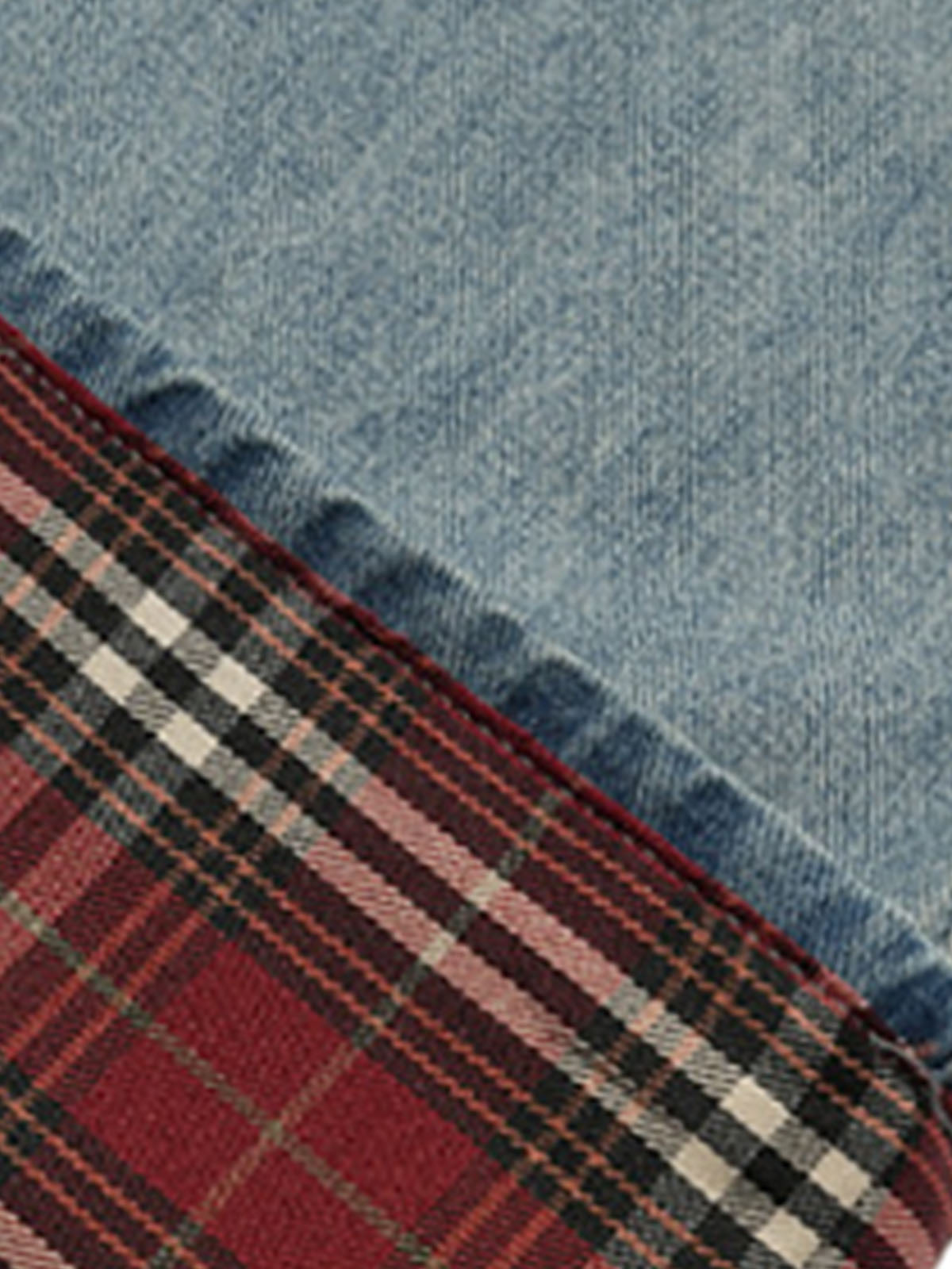 Vintage Washed Plaid Baggy Jeans 