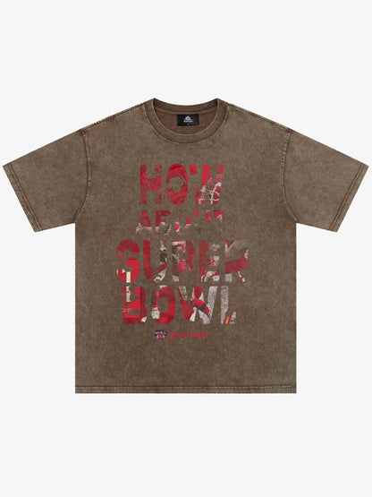 Original Distressed Letters Super Bowl Football Game T-shirt - 2308 