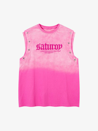 Gradient Embroidered Stars Tank Top 