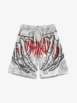 Thesupermade Skull Hand Print Hip-hop Shorts 