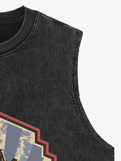 Original Street Statue Of Liberty Print Vest - 2531 