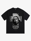 Original Retro Virgin Mary Mottled Cross Print T-Shirt 