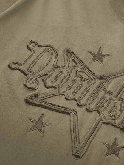 Thesupermade Retro Street Gradient Star Embroidery Rap T-Shirt 