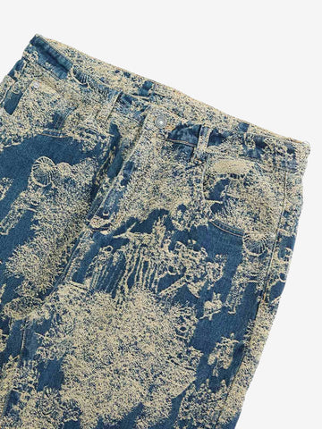 Landscape Jacquard Straight Jeans 