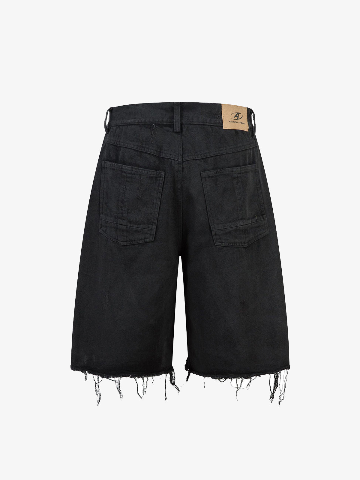 Distressed Ripped Black Denim Shorts 