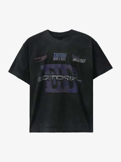 Thesupermade Dirty Wash Heavy Print Street Rap T-Shirt - 2392 