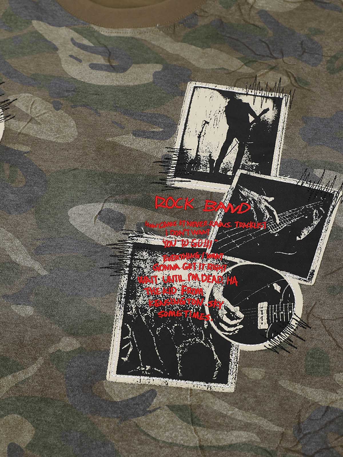 Camouflage Patchwork Graphic T-Shirt 