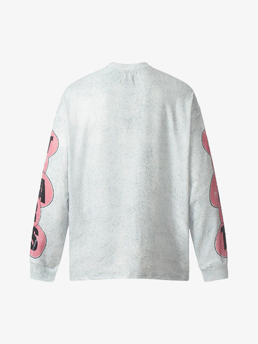 Washed Lettering Print Long Sleeve T-shirt 