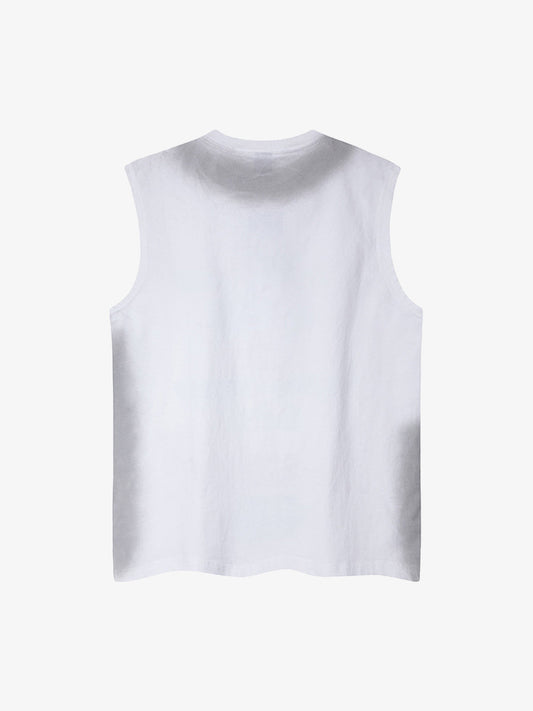 Spray- Painted Letter Print Necklace Vest 