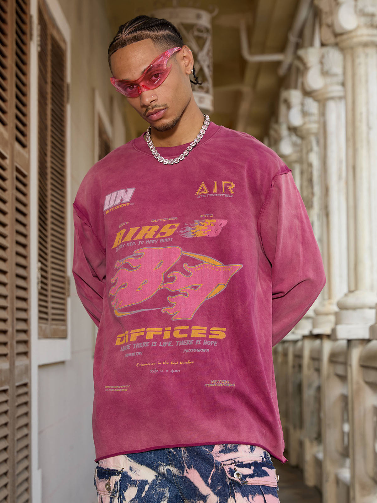 Thesupermade Washed Edge Long Sleeve T-Shirt 