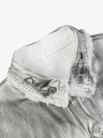 Distressed Denim Embroidery Jacket 