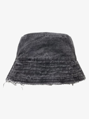 Distressed Denim Raw Edge Destroyed Bucket Hat 