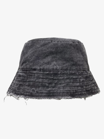 Distressed Denim Raw Edge Destroyed Bucket Hat 