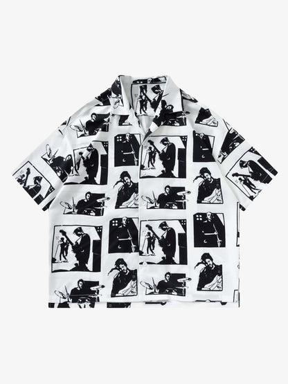 Thesupermade Portrait Pattern Short-sleeved Shirt 