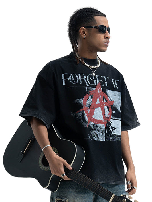 Street Retro Anti-War Distressed Print T-Shirt 