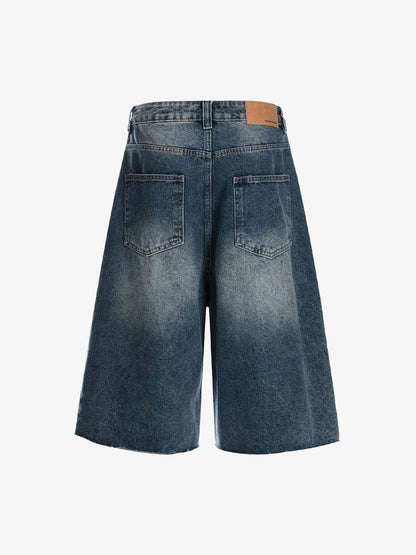 Washed Studded Denim Jorts 