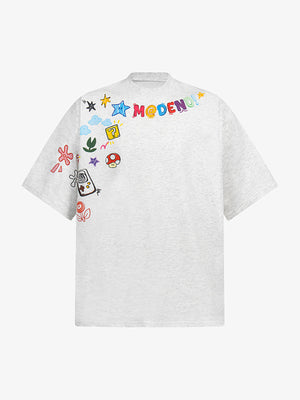 Floral Embroidered Crew Neck T-Shirt 