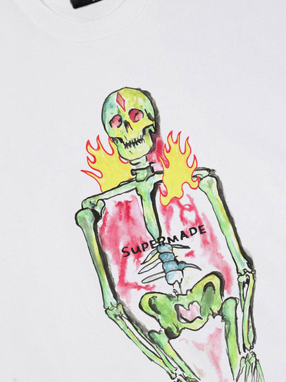 Thesupermade Hand-painted Skull Print T-shirt - 1629 