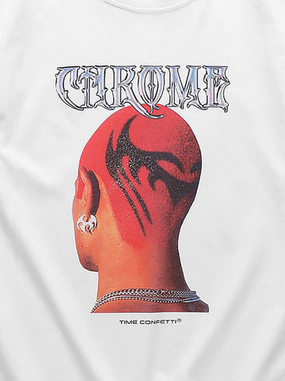 Thesupermade Head Print Hip Hop T-shirt - 1564 