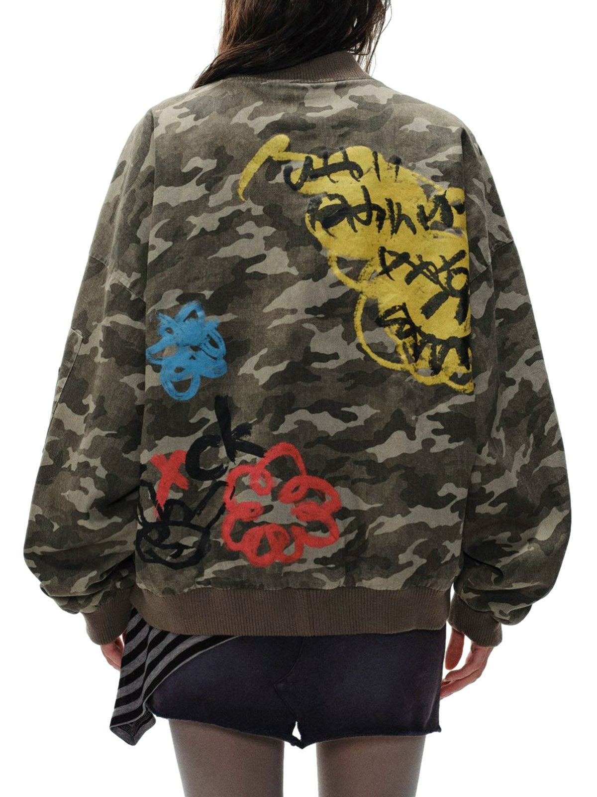 Graffiti Camouflage Baseball Bomber Jacket 