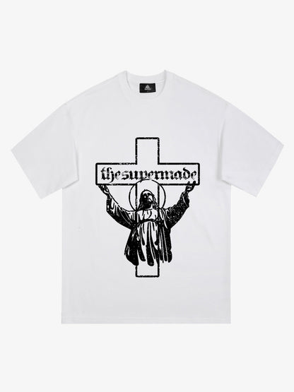 Original Distressed Cross Graphic T-Shirt 