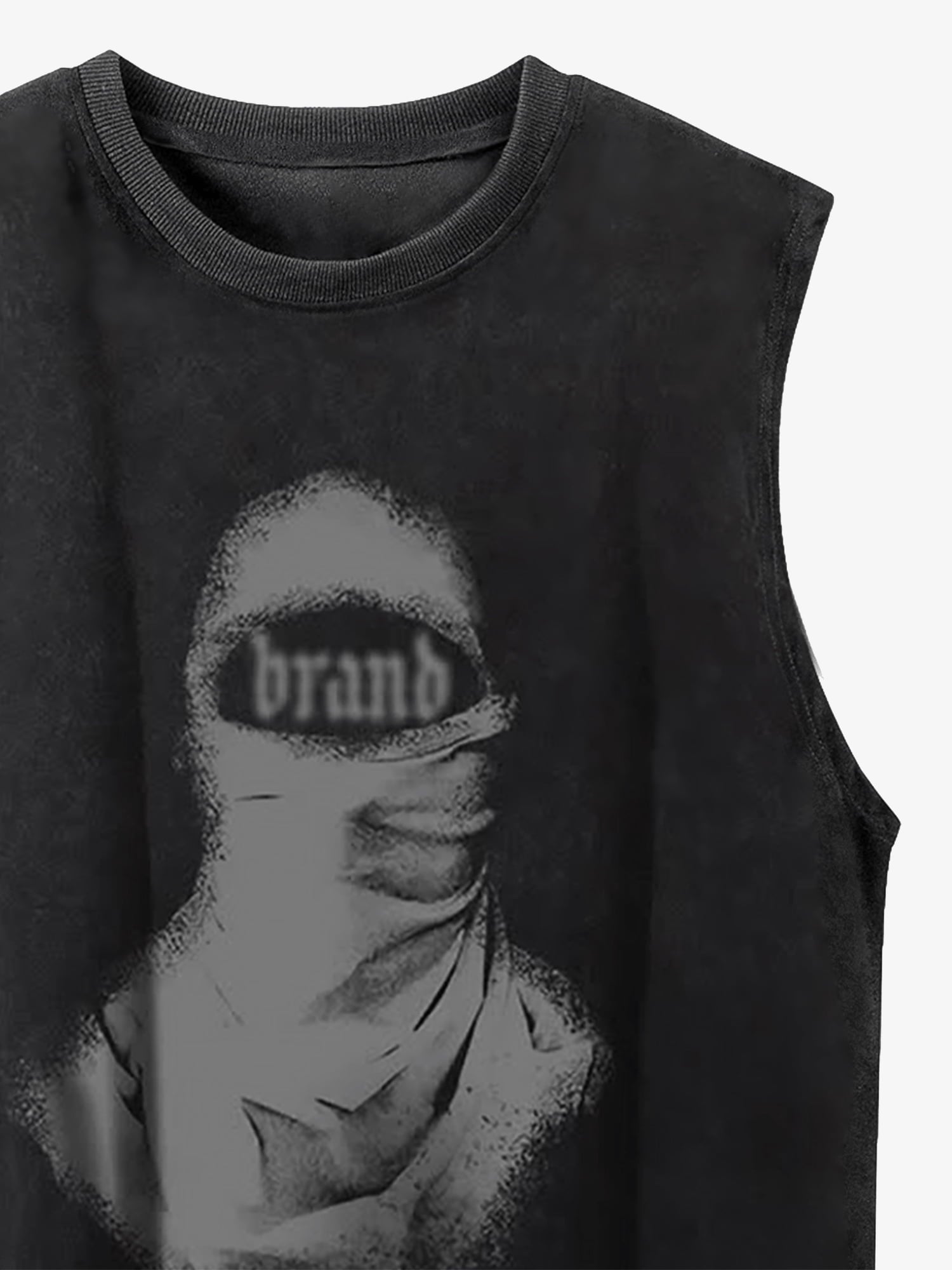 Thesupermade  Retro Distressed Character Print Street Rap Vest 