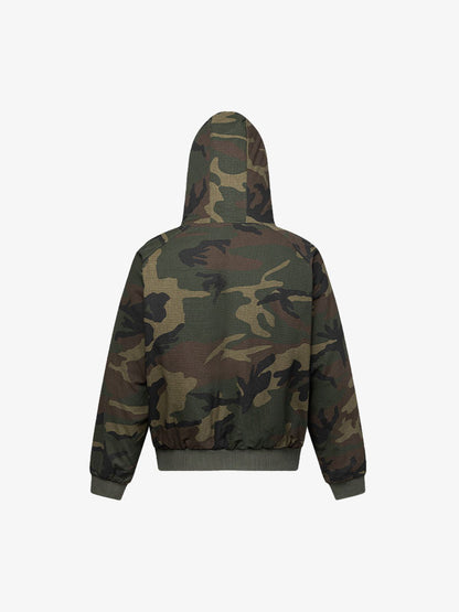 Thesupermade Camouflage Fleece Hooded  Jacket 