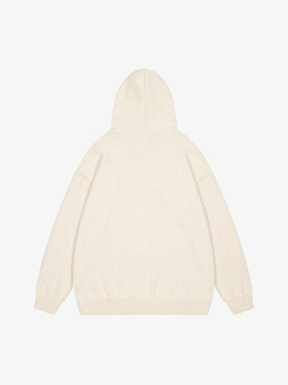 Thesupermade Star Knit Hooded Zip Up Cardigan Sweater 