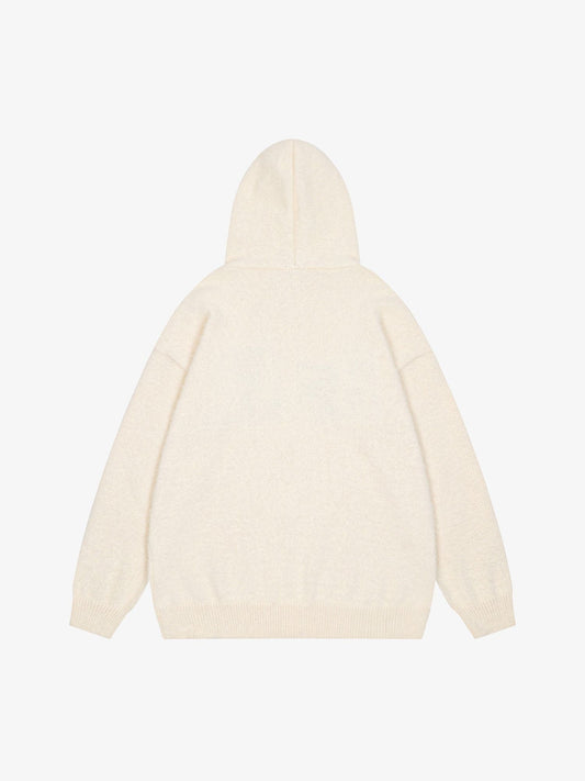 Thesupermade Star Knit Hooded Zip Up Cardigan Sweater 