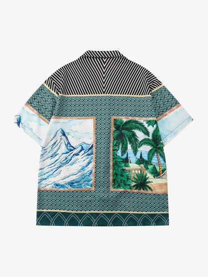 Mountain Coconut Printed Hip-Hop Short Set 