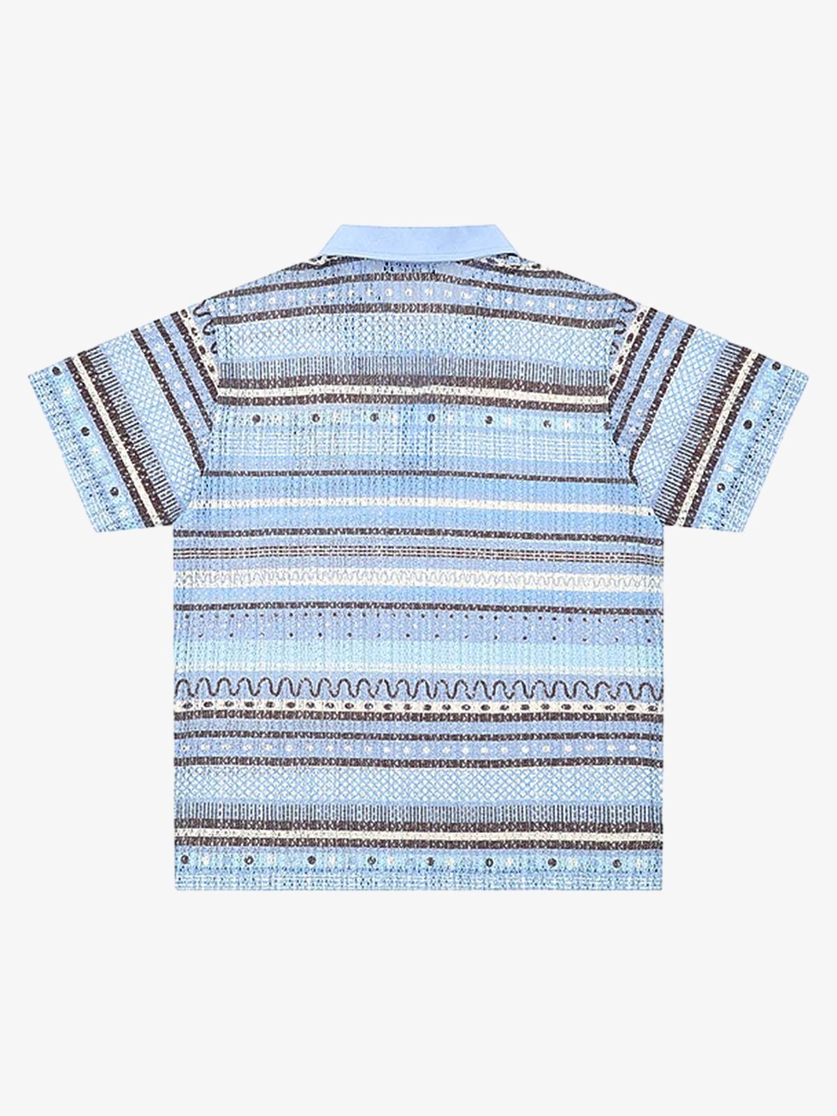 Retro Gradient Striped Hollow POLO Shirt 