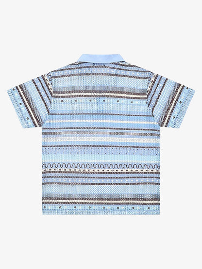 Retro Gradient Striped Hollow POLO Shirt 