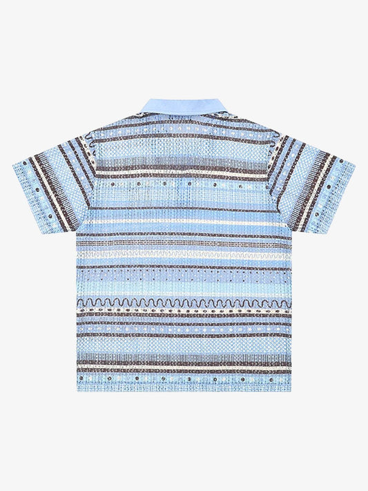 Retro Gradient Striped Hollow POLO Shirt 