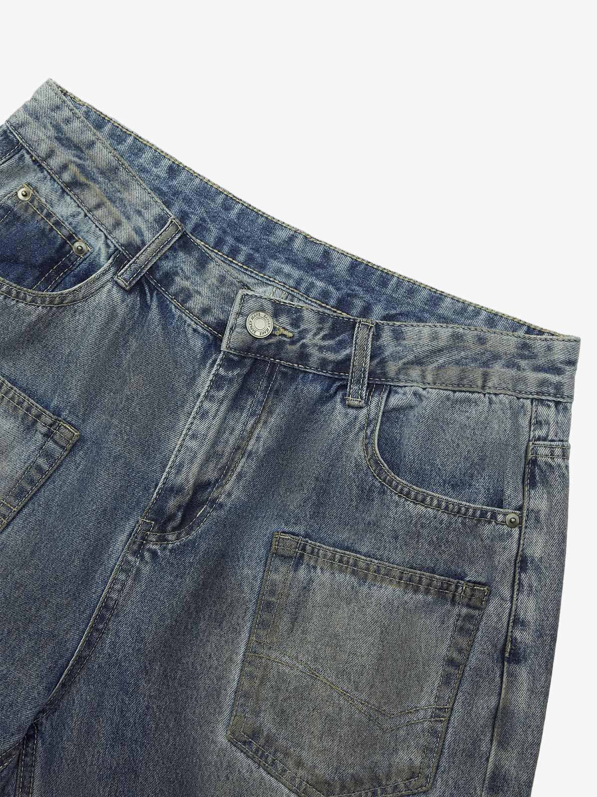 Thesupermade American Street Style Washed Distressed Shorts 
