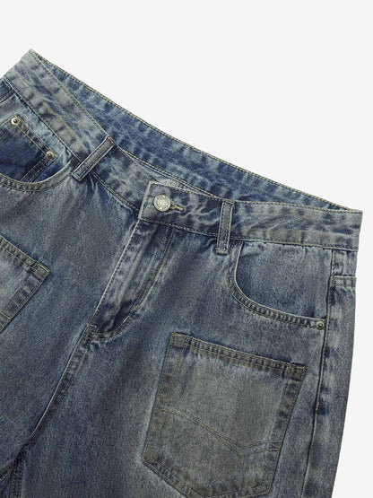 Thesupermade American Street Style Washed Distressed Shorts 