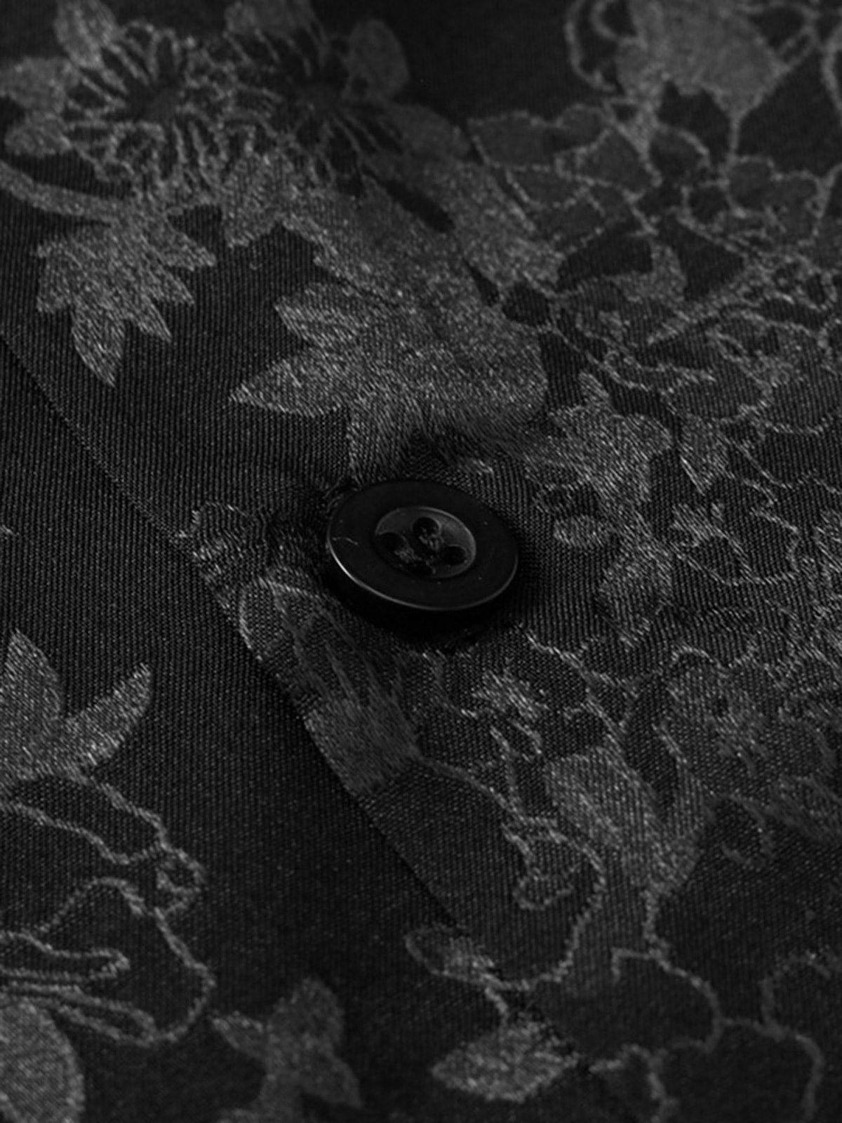 Thesupermade Leaves Pattern  Black Vintage Shirts 