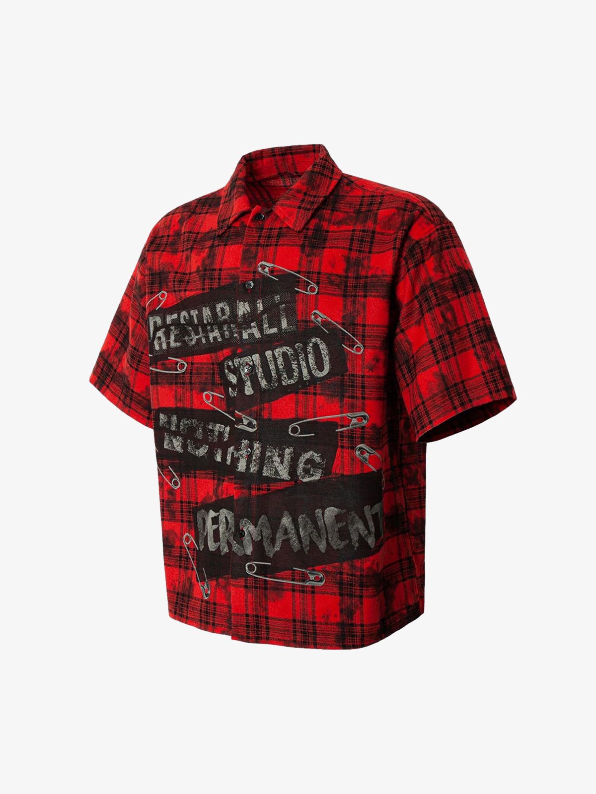 Street Creative Pin Print Plaid Shirt 
