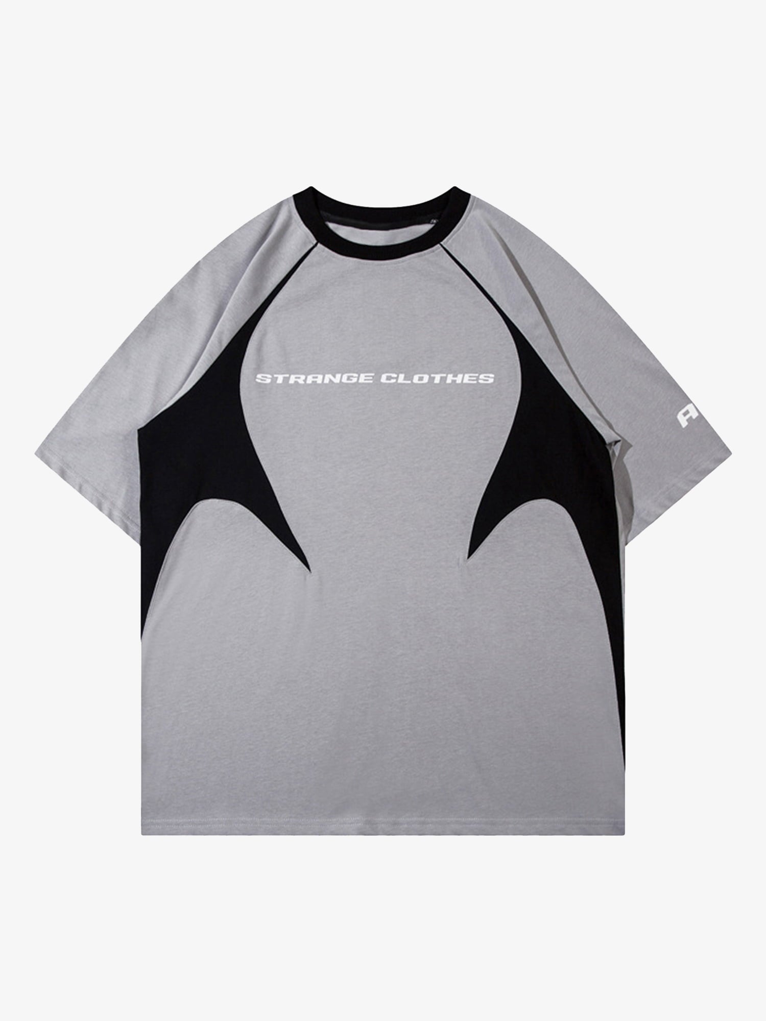 Retro Color-Blocked Deconstructed Stitching Racing T-shirt 