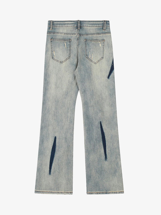 Thesupermade Vintage Washed Split Structure Hip-Hop Jeans 