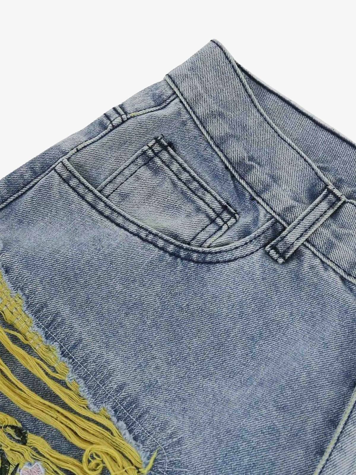 Thesupermade Plum Embroidery Jeans - 1618 
