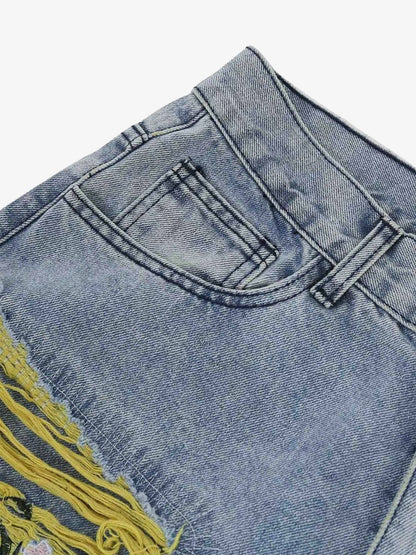 Thesupermade Plum Embroidery Jeans - 1618 