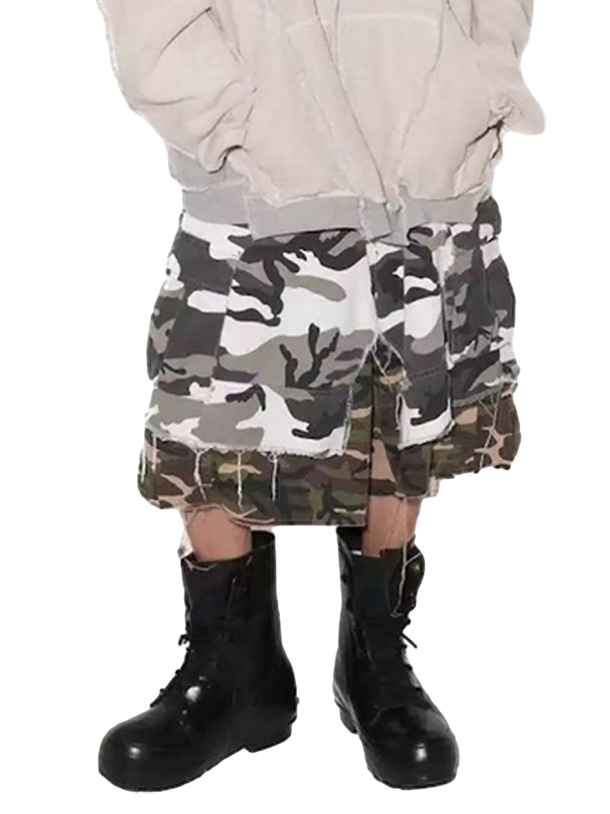 Retro Faux Two-Piece Whisker Camouflage Jorts - 2386 